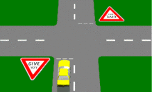 category intersections - A GIVE WAY sign at an intersection means that you must: