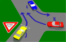 Which vehicle in the diagram must give way? - Which vehicle in the diagram must give way?