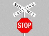 What should you do on approaching a railway level crossing displaying a STOP sign? - What should you do on approaching a railway level crossing displaying a STOP sign?