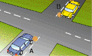 You are in car A and want to turn right at this intersection. Car B facing you is also indicating to turn right. What path should you take? - You are in car A and want to turn right at this intersection. Car B facing you is also indicating to turn right. What path should you take?