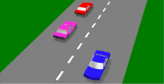 category negligent-driving - You are in the purple vehicle, you may overtake the vehicle in front: