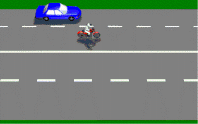 You are riding the motorcycle shown, what would you need to do to be able to see the car? - You are riding the motorcycle shown, what would you need to do to be able to see the car?